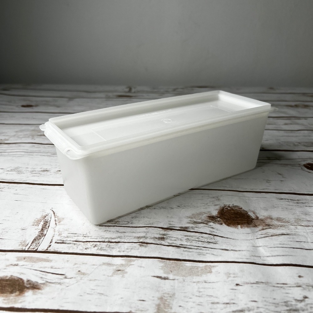 Tupperware Food Storage Container Frosted White Rectangular 11x4.5x3.75 Large